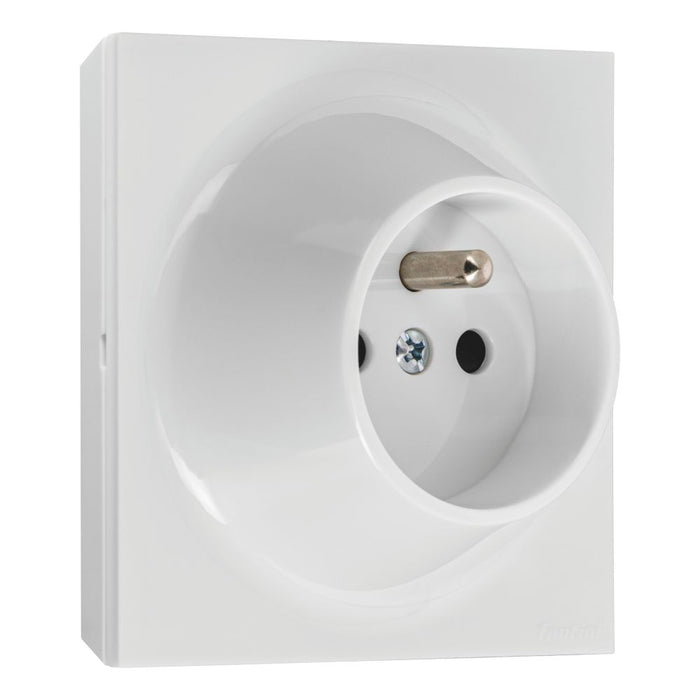 Fontini Neo Evo 16A 1-Gang Surface Double 2P+T Flush-Mounted Socket With Earth Pin With Frame White