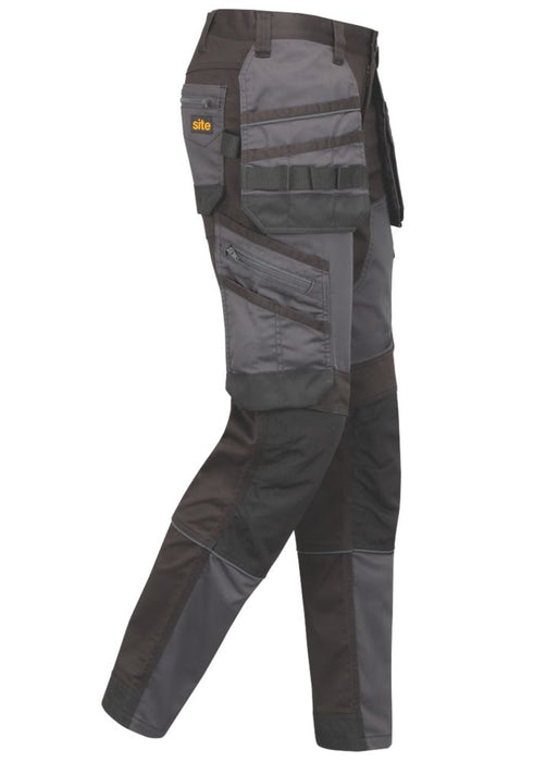 Pantalon de travail extensible à poches Bolden Site, gris et noir, taille 40, longueur 81 cm