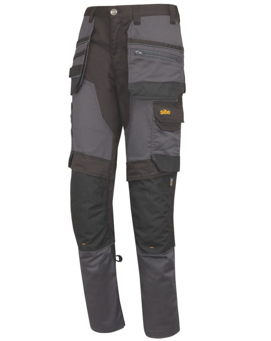 Pantalon de travail extensible à poches Bolden Site, gris et noir, taille 40, longueur 81 cm