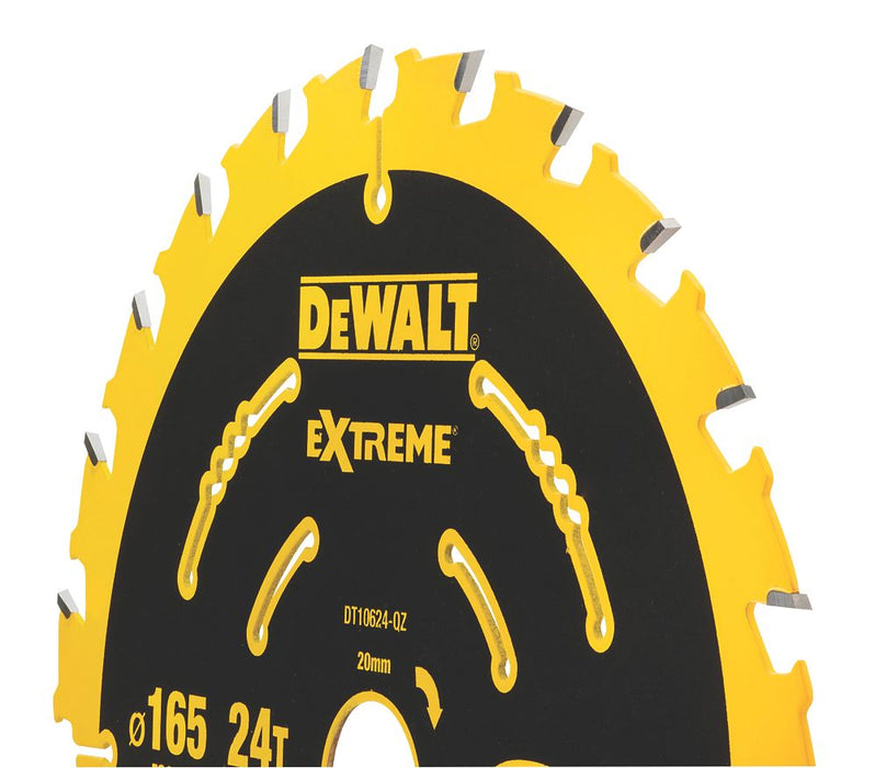 Lame de scie circulaire de finition Extreme 24 dents DeWalt 165 x 20mm 