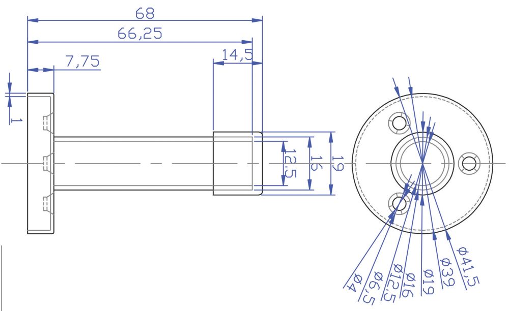 Cylinder Projection Door Stops 41 x 68mm Satin 5 Pack