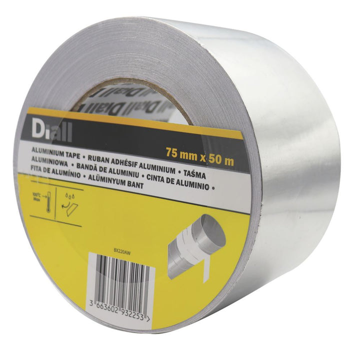 Diall  Aluminium Foil Tape Silver 45m x 75mm