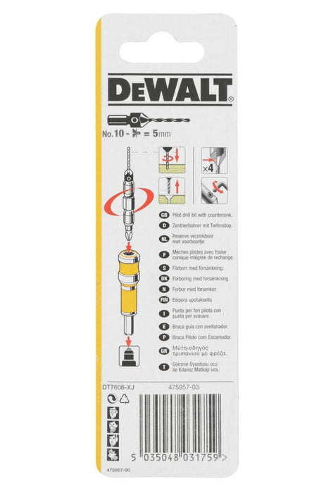 DeWalt  Pilot Drill Bit & Countersink 10 x 75mm