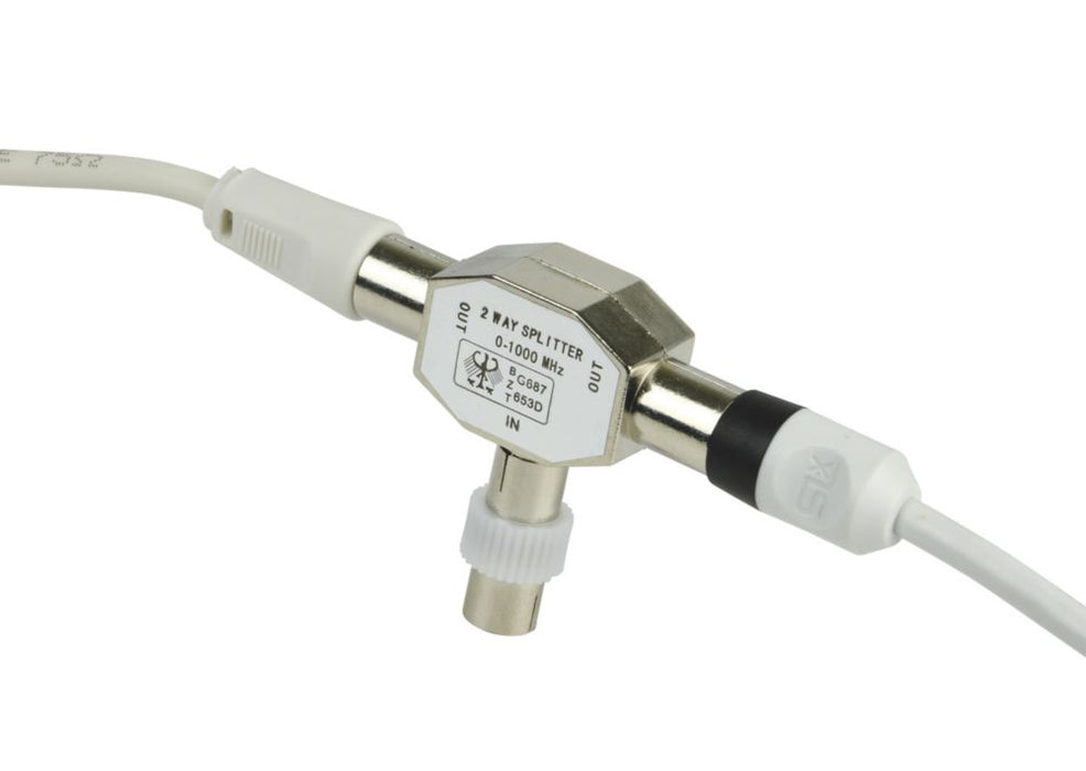 Labgear Coax (Male) to F-Plug (Male) 2-Way T-Splitter