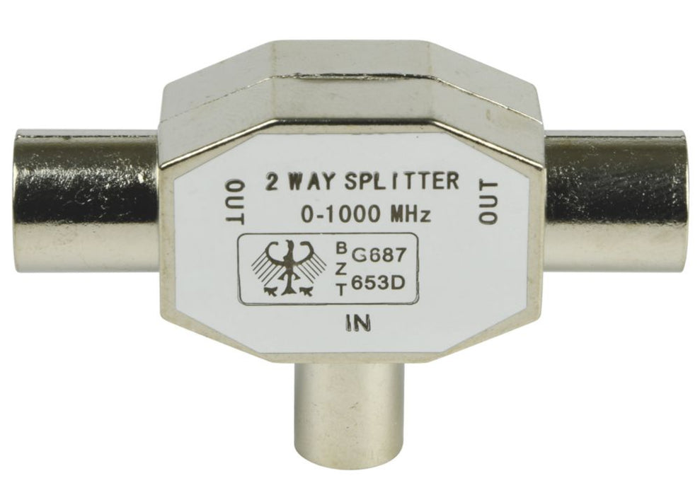 Labgear Coax (Male) to F-Plug (Male) 2-Way T-Splitter