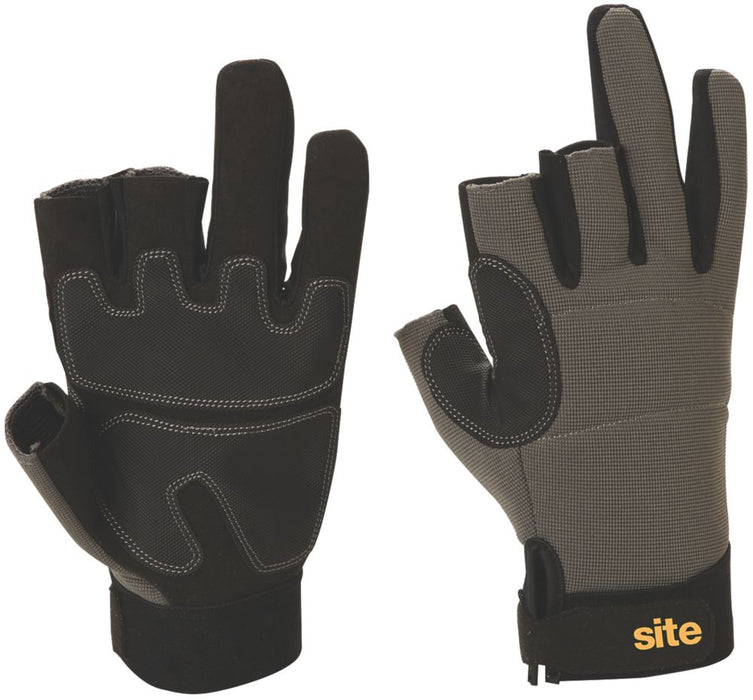 Site 420, guantes con 3 dedos para trabajos de precisión, gris/negro, talla L
