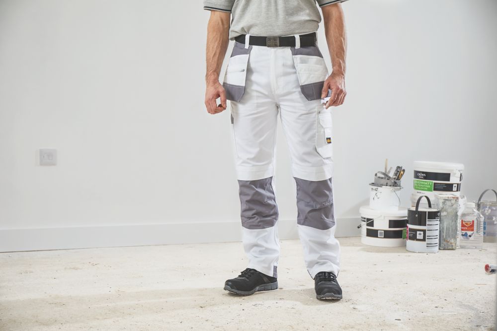 Pantalon de travail Site Jackal blanc / gris, tour de taille 36" et longueur de jambe 32" 