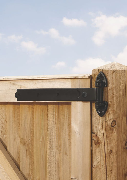 Smith & Locke - Bisagras rectas para portón reversibles y resistentes con revestimiento de pintura en polvo negra, 183 x 508 x 60 mm, pack de 2