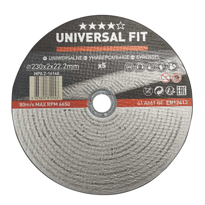 Metal Metal Cutting Disc 9" (230mm) x 2 x 22.2mm 5 Pack