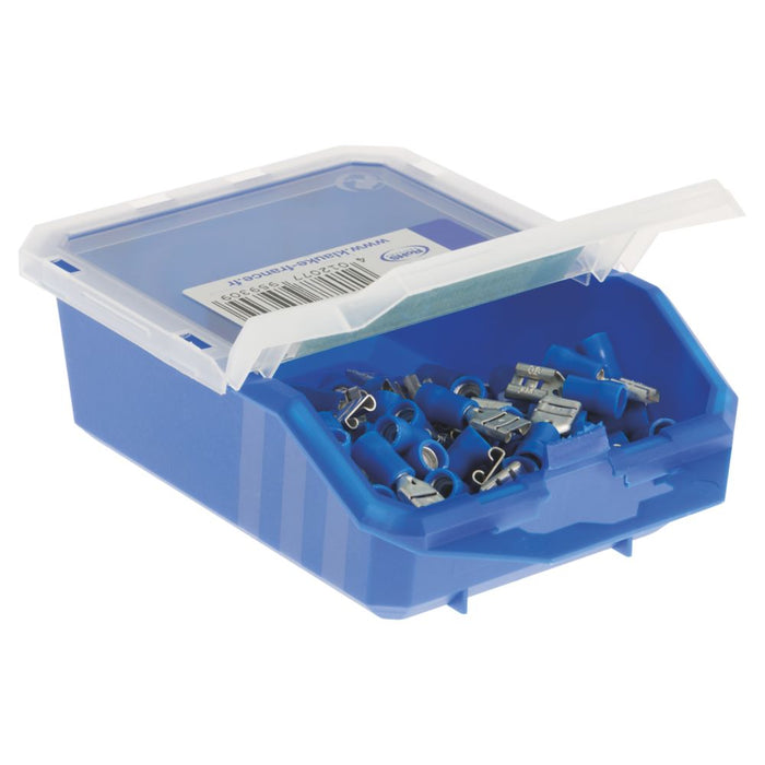 Klauke - Pack de 100 conectores planos a presión (hembra), con aislamiento, azul, 6,3 mm