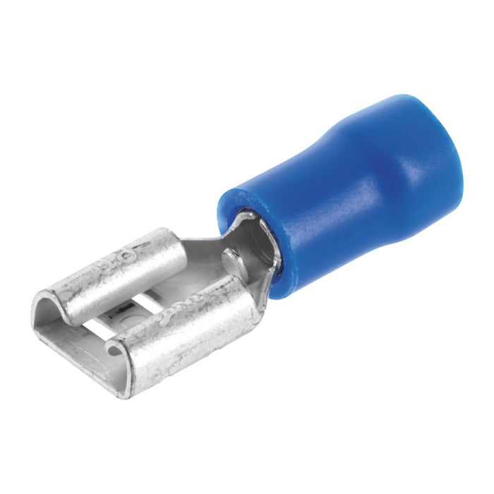 Klauke Insulated Blue 6.3mm Push-On (F) Flat Plugs 100 Pack