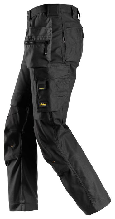 Pantalon en Canvas+ extensible Snickers AllroundWork noir, tour de taille 39", longueur de jambe 32", 1 paire