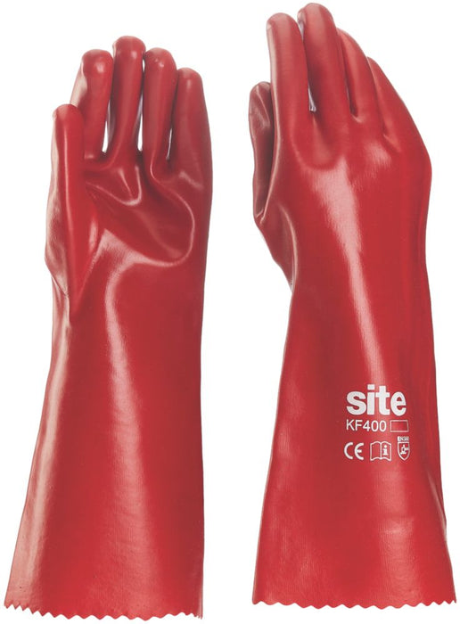 Site 400 PVC 16" Gauntlets Red Large