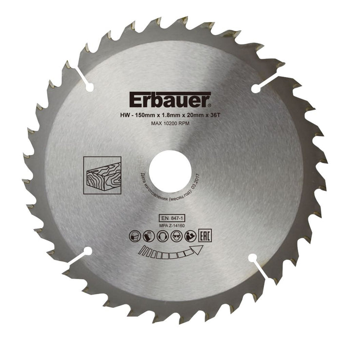Erbauer, hoja de sierra circular para madera de 150 x 20 mm 36T