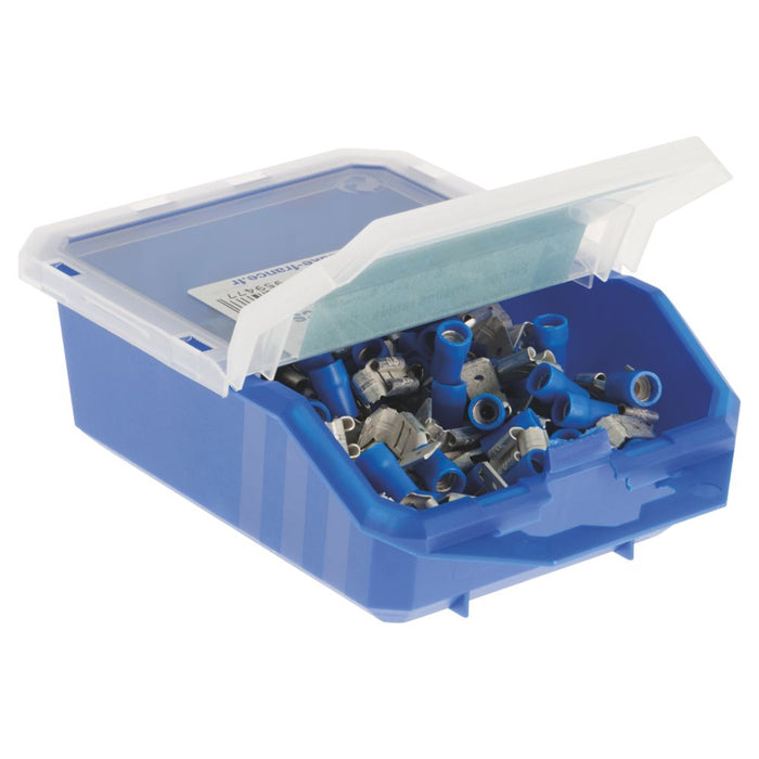 Klauke - Pack de 100 conectores planos a presión (hembra), con aislamiento y derivación, azul, 6,3 mm