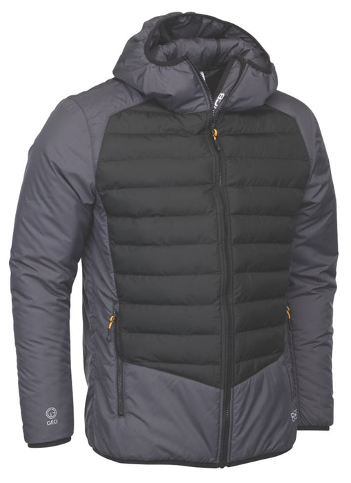 JCB D+22, chaqueta acolchada ligera con tecnología GeoTherm, gris/negro, talla L (pecho 46")