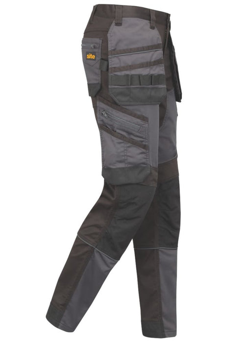 Pantalon à poches étui extensible Site Bolden gris/noir, tour de taille 34", longueur de jambe 32"