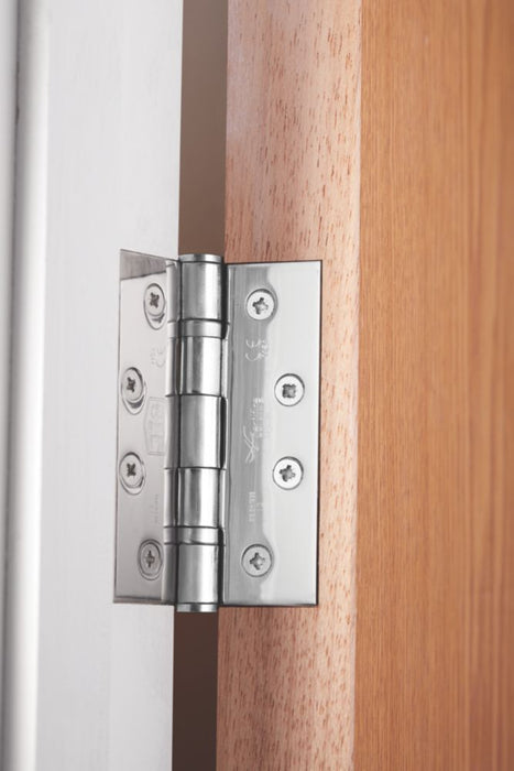 Smith & Locke  Polished Chrome Grade 13 Fire Rated Square Ball Bearing Hinges 102x76mm 2 Pack