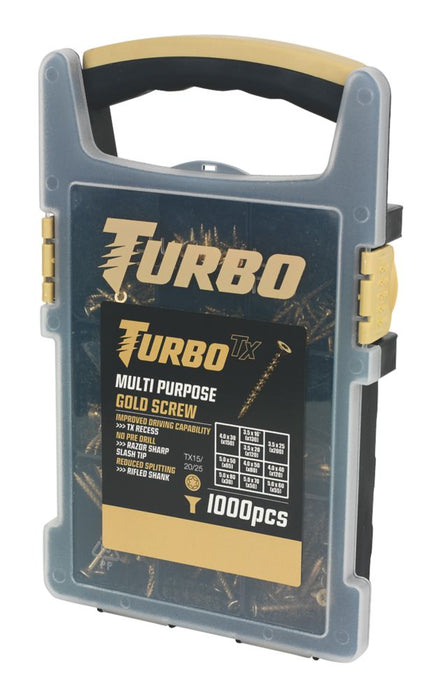 Pack portátil de tornillo multiuso Turbo TX de cabeza TX con doble avellanado, 1000 unidades