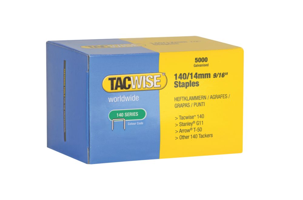 Tacwise 140 Series Heavy Duty Staples Galvanised 14mm x 10.6mm 5000 Pack