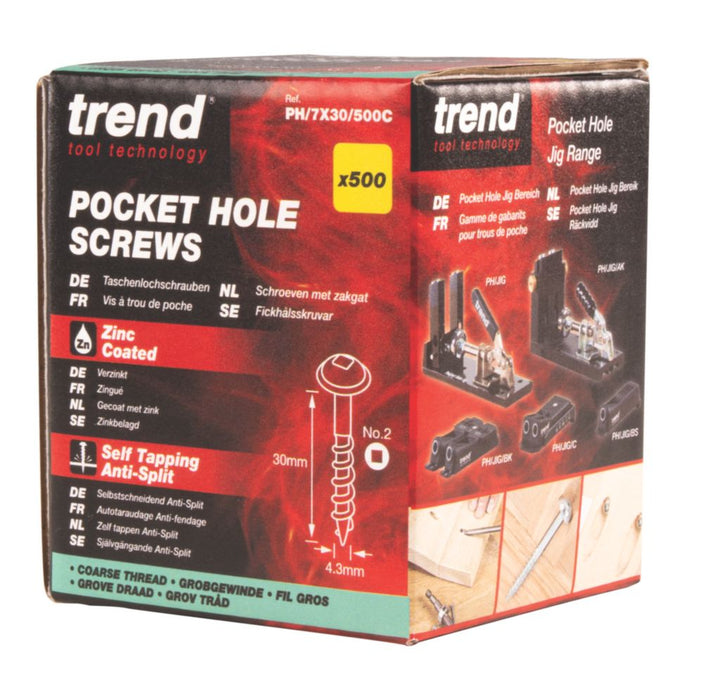 Trend  Pocket Hole Screws No.7 x 30mm 500 Pack
