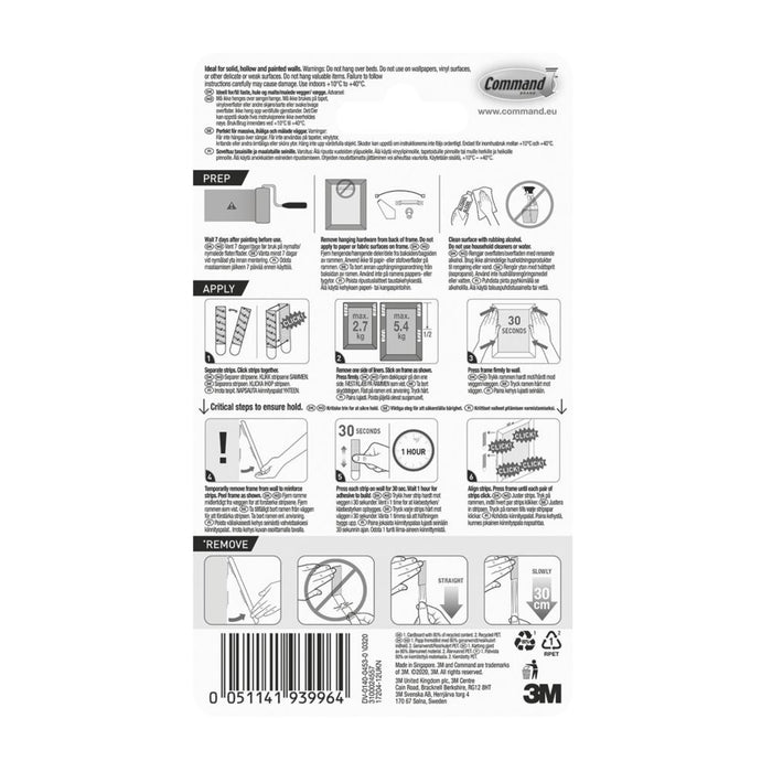 Command Self-Adhesive Picture Hanging Strips Medium 12 Pack