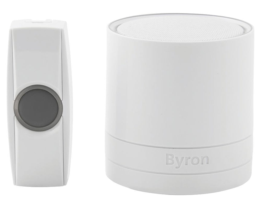 Byron - Kit de pulsadores timbre inalámbricos de color blanco con batería