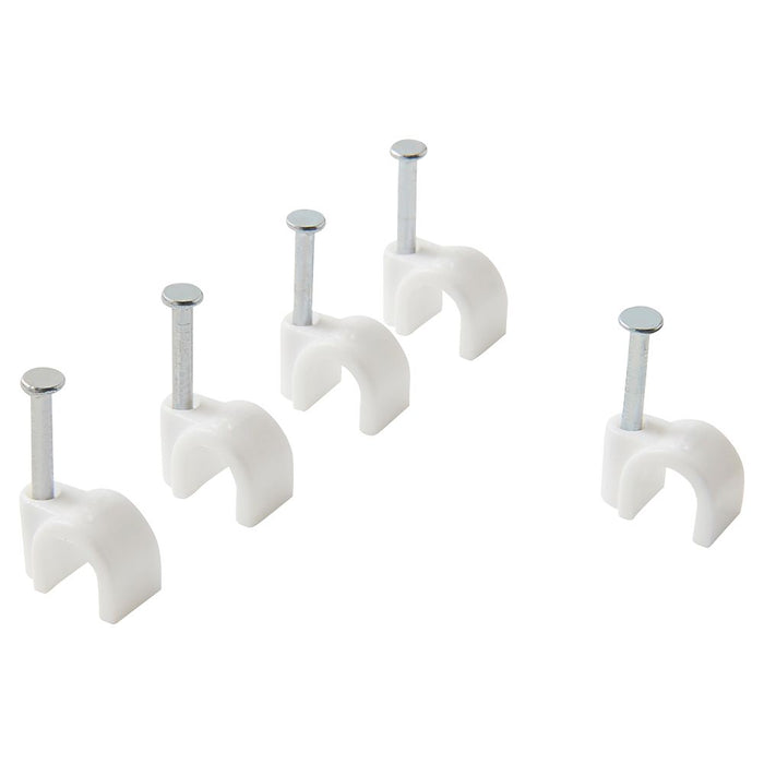 White Round Cable Clips 6mm 100 Pack