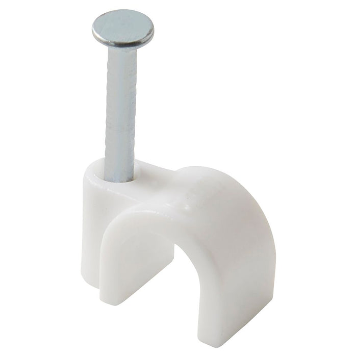 White Round Cable Clips 6mm 100 Pack