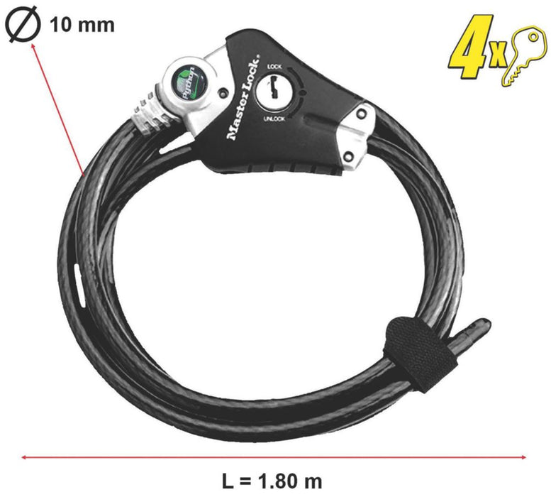 Master Lock Braided Steel Python Cable Lock 1.8m x 10mm