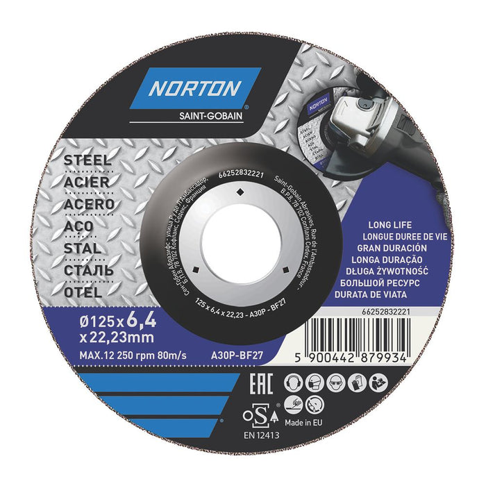 Disque de meulage du métal Norton 5" (125mm) x 6 x 22,2mm 