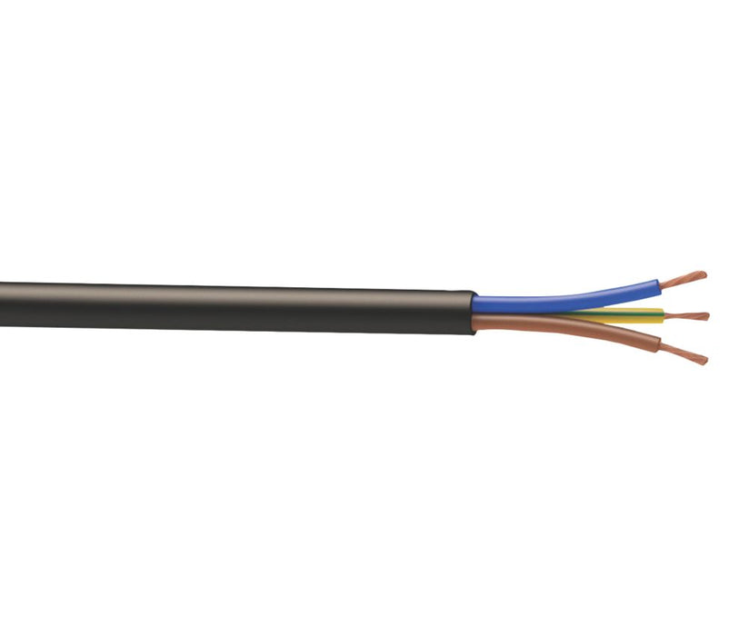 Time - Cable flexible 3183Y, 3 conductores, 1,5 mm², negro, rollo de 25 m