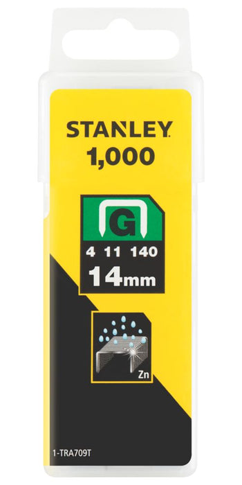 Lot de 1 000 agrafes à usage intensif zinguées Stanley 14mm x 10mm