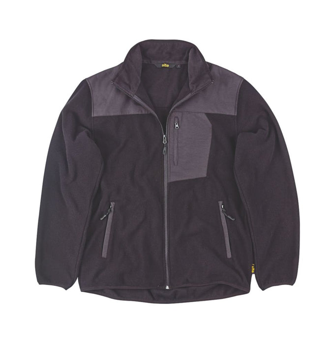Site Teak, chaqueta de tejido polar, negro, talla XL (pecho 46")