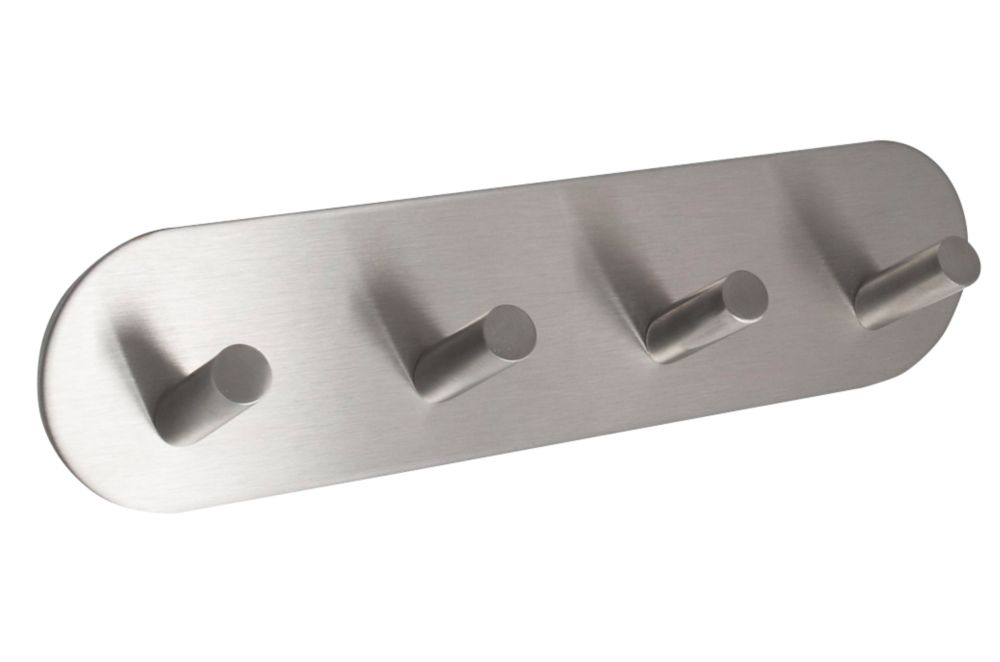 Angled Coat Rails Eclipse 4-Hook Angled Coat Rail Satin Stainless Steel 191mm x 48mm ...
