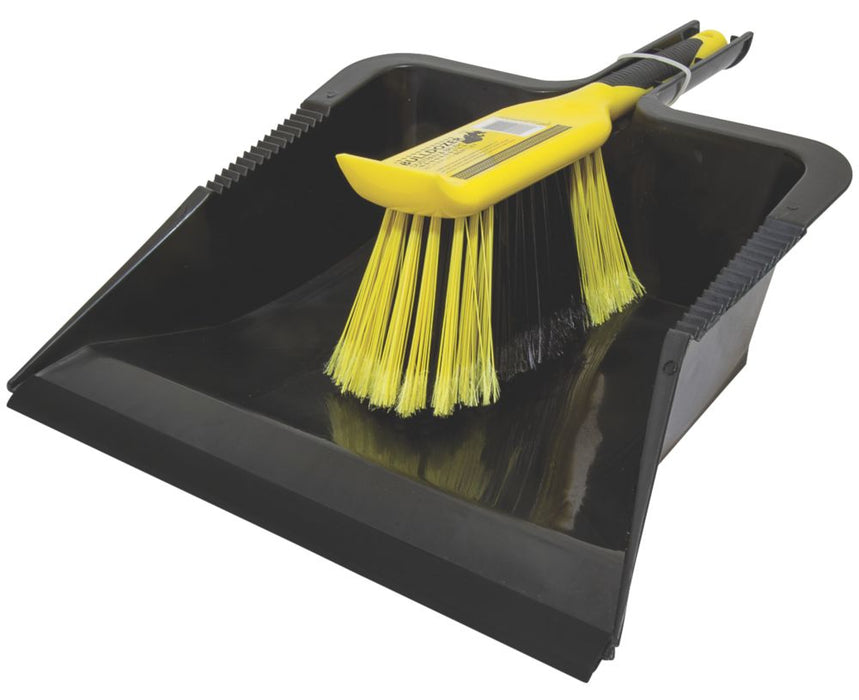 Cepillo y recogedor Bulldozer de gran tamaño en negro/amarillo