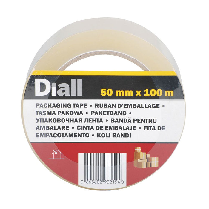 Diall - Cinta de embalar transparente, 100 m x 50 mm