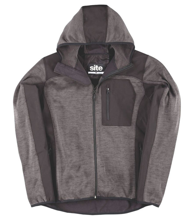 Sweat à capuche tricoté Softshell Site Rowan gris foncé / noir taille XL, tour de poitrine 42-44"