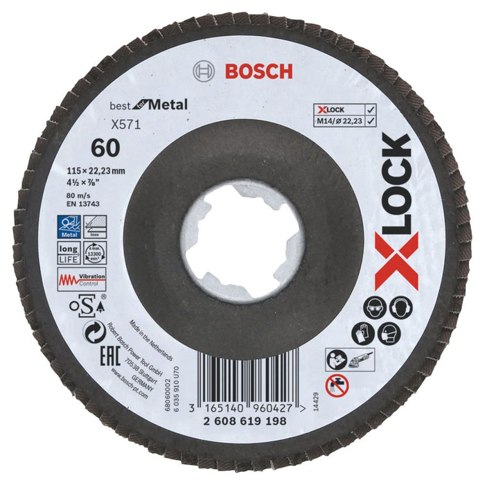 Bosch, disco de láminas con X-Lock de grano 60 de 115 mm