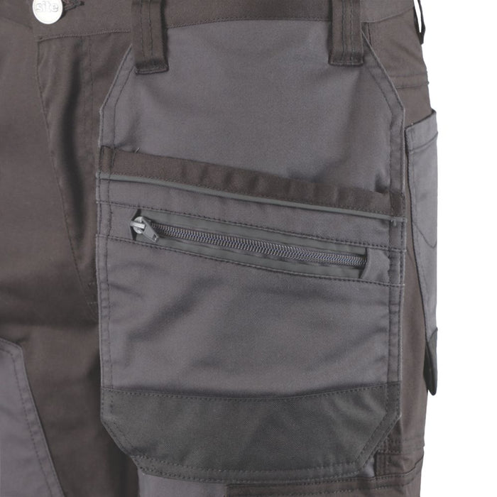 Pantalon à poches étui extensible Site Bolden gris/noir, tour de taille 32", longueur de jambe 32"