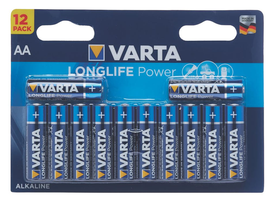Lot de 12 piles AA puissantes et longue durée Varta