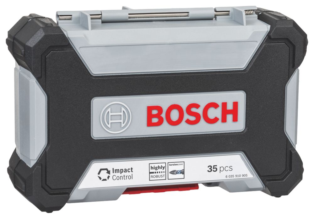 Bosch, brocas y puntas de destornillador de control de impacto para construcción con vástago hexagonal con sistema para sacar las puntas con un clic, juego de 35 piezas