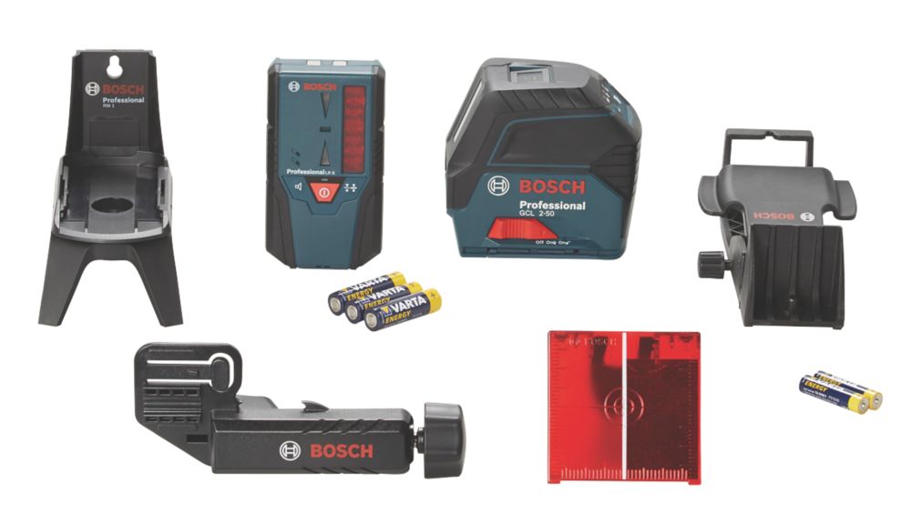 Bosch - Nivel láser en cruz autonivelante rojo GCL 2-50 con receptor