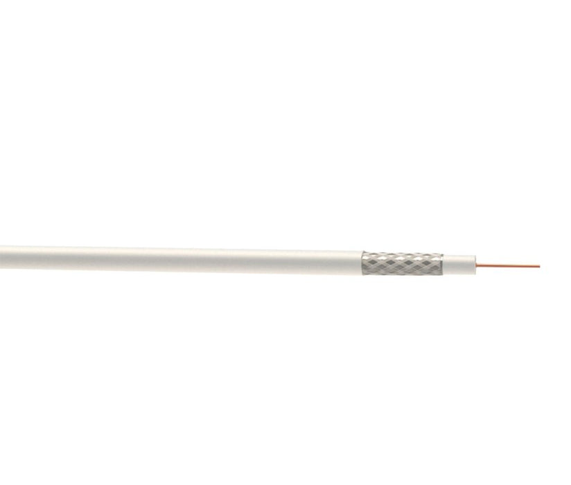 Câble coaxial rond à 1 conducteur Time RG6 blanc, 100m, tambour