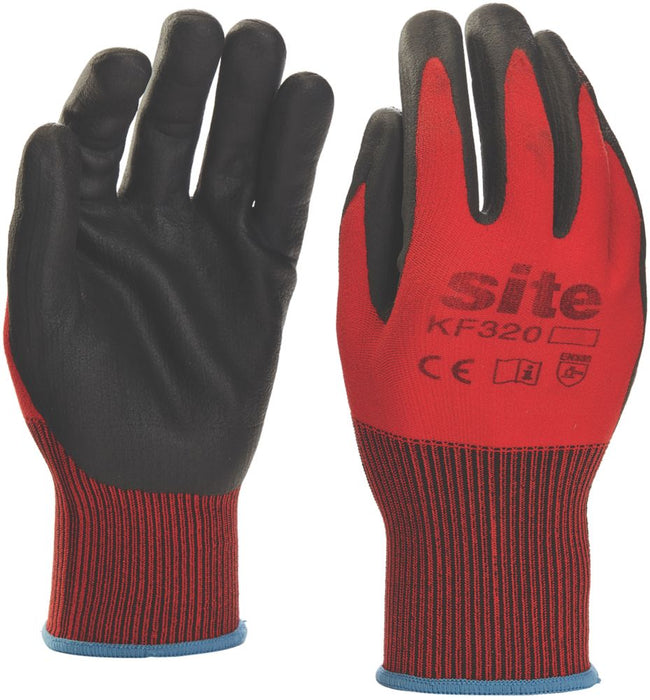 Site 320, guantes con recubrimiento de espuma de nitrilo, rojo/negro, talla XL