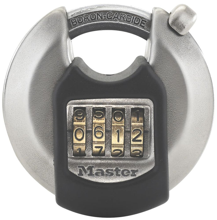 Master Lock Excell - Candado de combinación de disco resistente a la intemperie, plateado, 70 mm