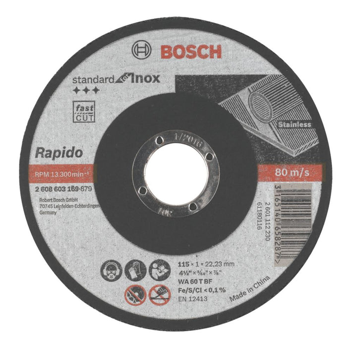 Bosch, discos de corte para metal de 4 1/2" (115 mm) x 1 x 22,23 mm, pack de 10