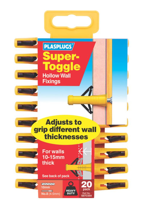 Plasplugs  Hollow Wall Fixings 10mm x 37mm 20 Pack