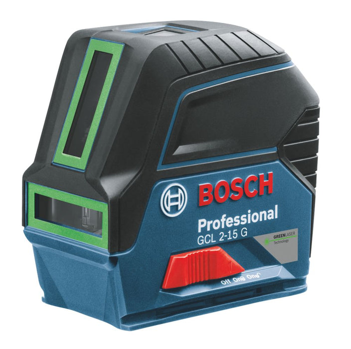 Samopoziomujący niwelator laserowy wyświetlający zielone linie skrzyżowane Bosch GCL215G