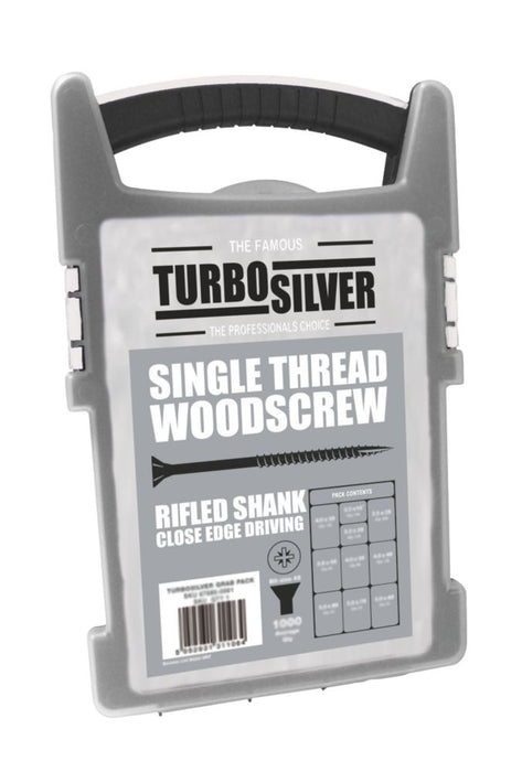 Pack con asa de tornillos con cabeza PZ de doble avellanado Turbo Silver para madera, 1000 unidades